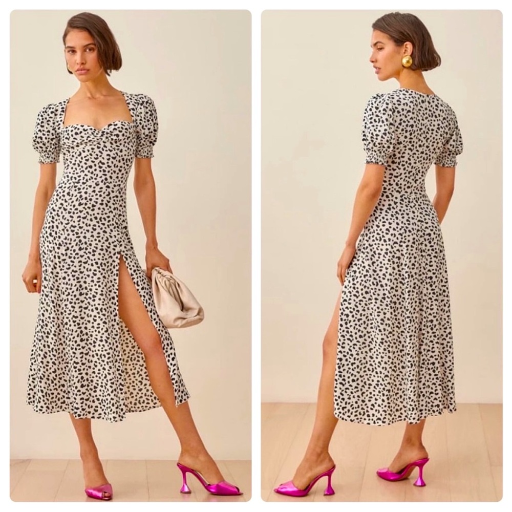 Reformation Lacey dress in Ocelot black and white pattern /10/ - Picture 2 of 9